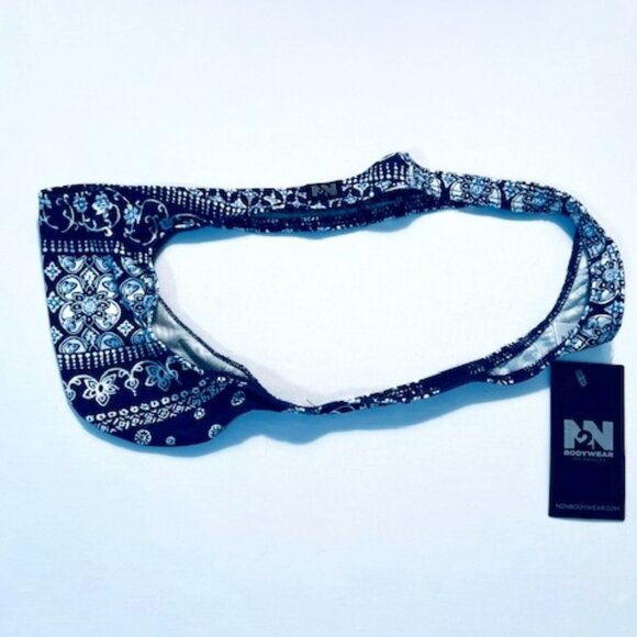 N2N Bodywear Size “XL” Provence T-Back Thong - Navy/White Batik Design - Picture 8 of 14
